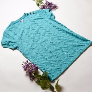 Aqua/teal/Turquoise light knit fabric medium top